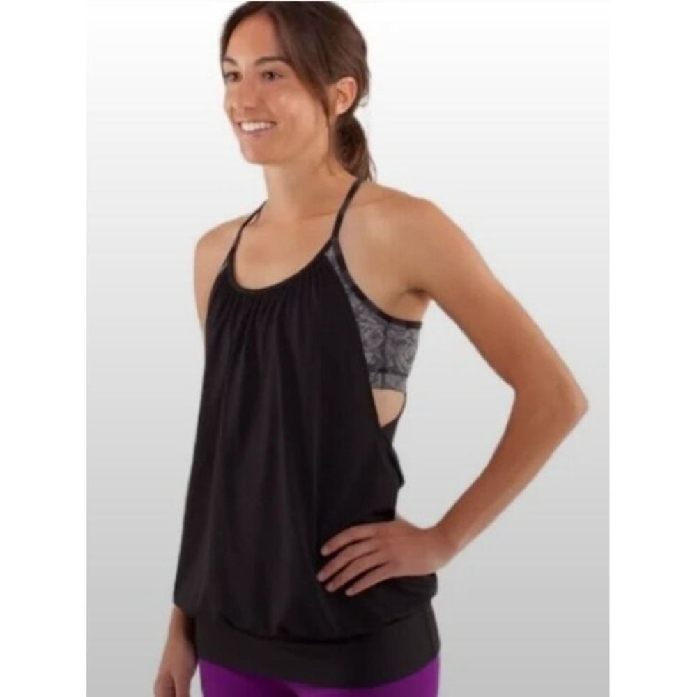Lululemon No Limits‎ Bra Tank Black & Herringbone- Size 4